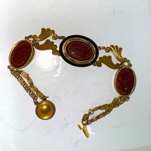 Vintage red goldstone and Gold filled bracelet